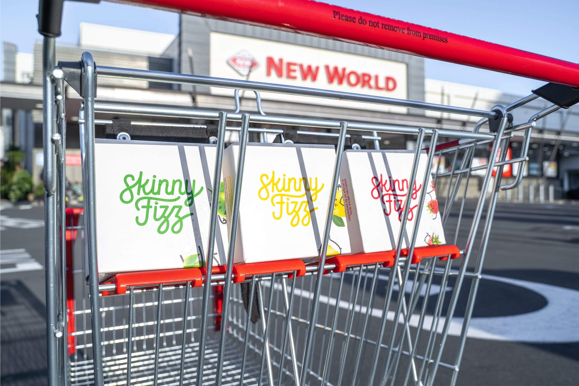 Skinny Fizz four pack in a New World supermarket trolley