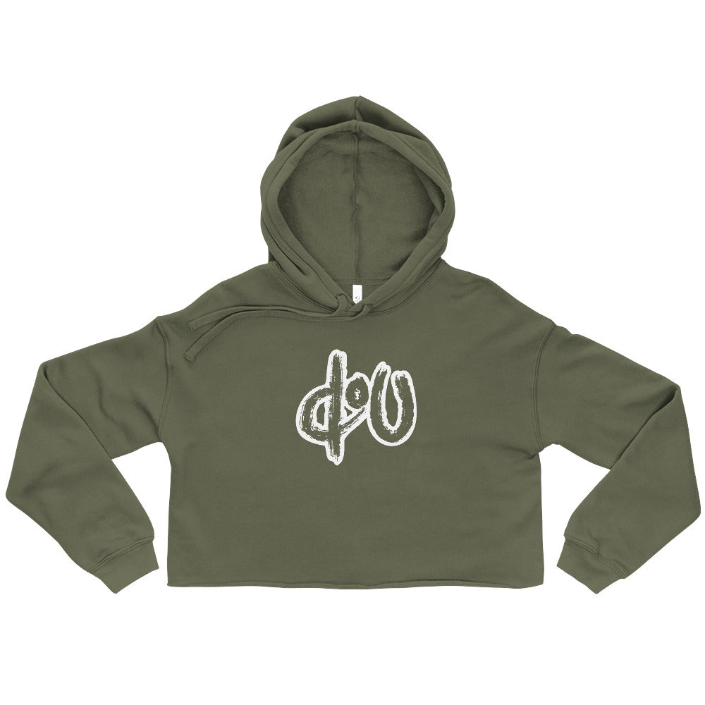 doU Women's Classic Logo Crop Hoodie (Military Green)