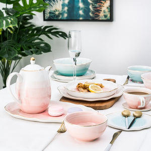 Modern Style Pink Gold Ceramic Dinner Plate