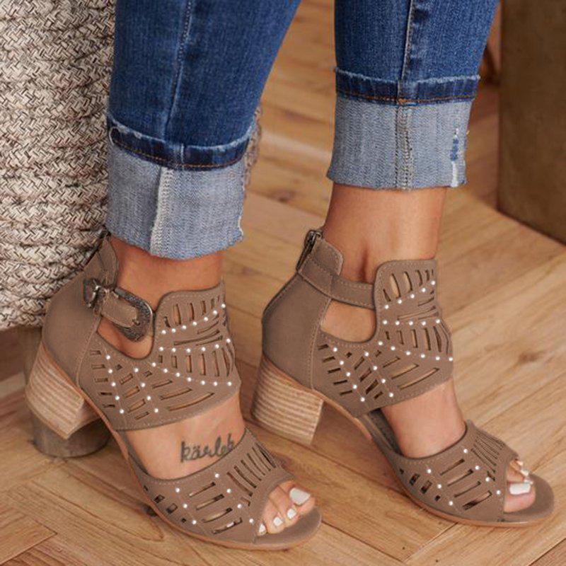 Crazefad Women Cut-out Slip-on Booties