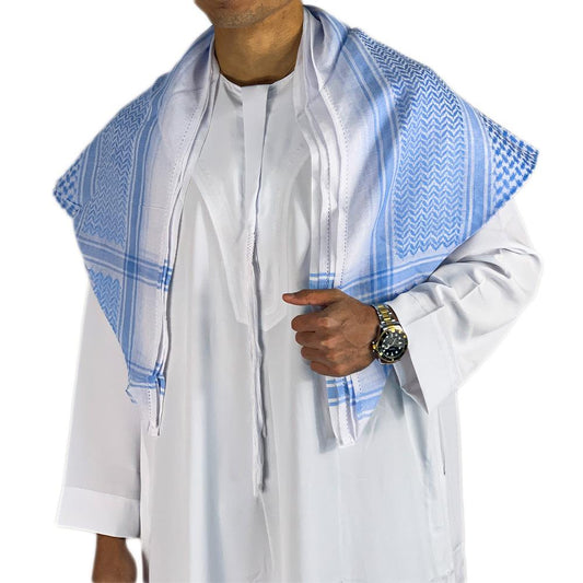 Blue & White Arabic Men Scarf-Scarf-almanaar