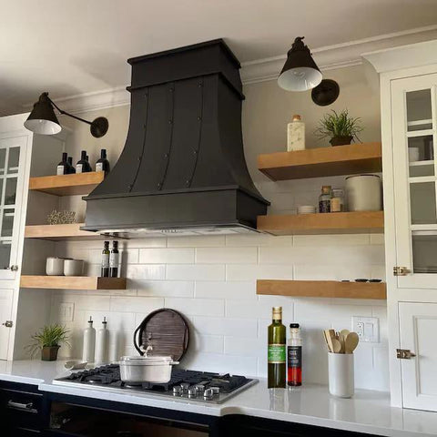 Oil Rubbed Bronze Copper Kitchen Range Hood with Straps & Rivets - SINDA Copper