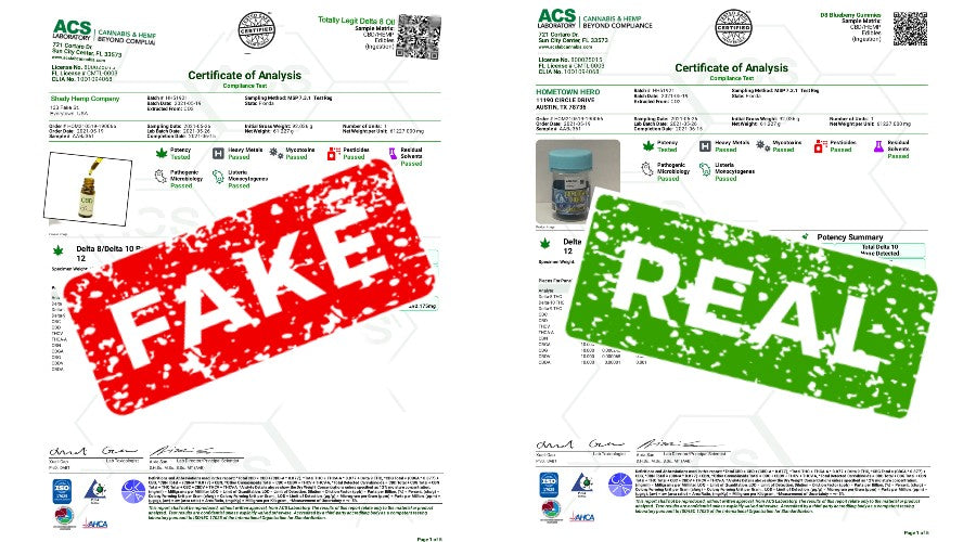 Real vs Fake COA for hemp products