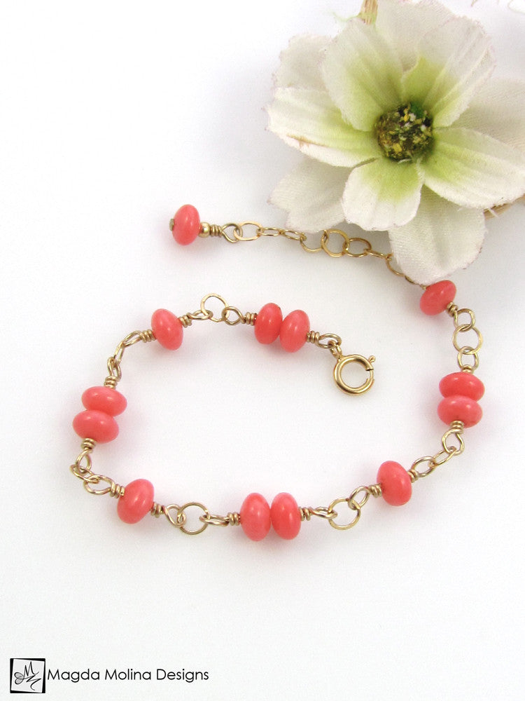 Mini Goddess (children) Pink Coral Bracelet - Magda Molina Designs