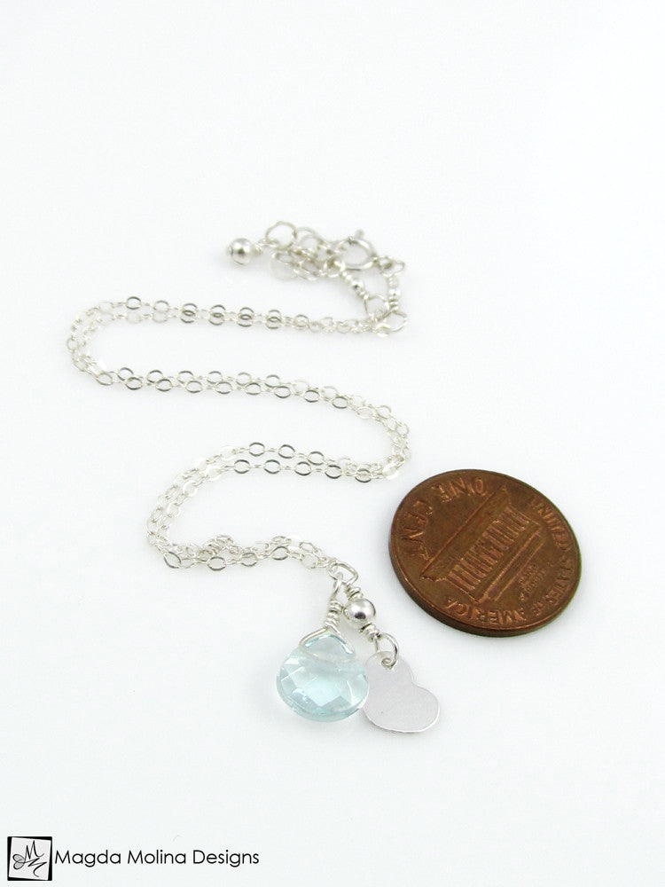Mini Goddess (children) Tiny Heart Charm Necklace With Quartz Drop ...
