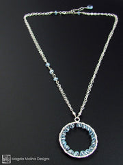 The Infinity Circle Hammered Silver Necklace With Blue Topaz Gemstones ...