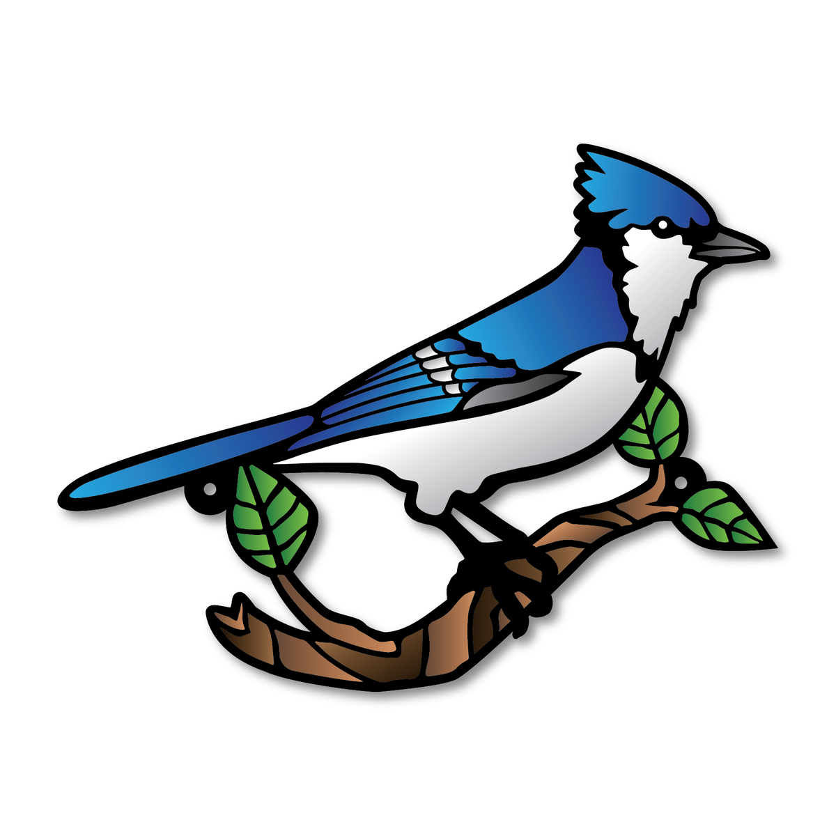 Stained Glass Blue Jays- Glass Cutting Board PNG Design