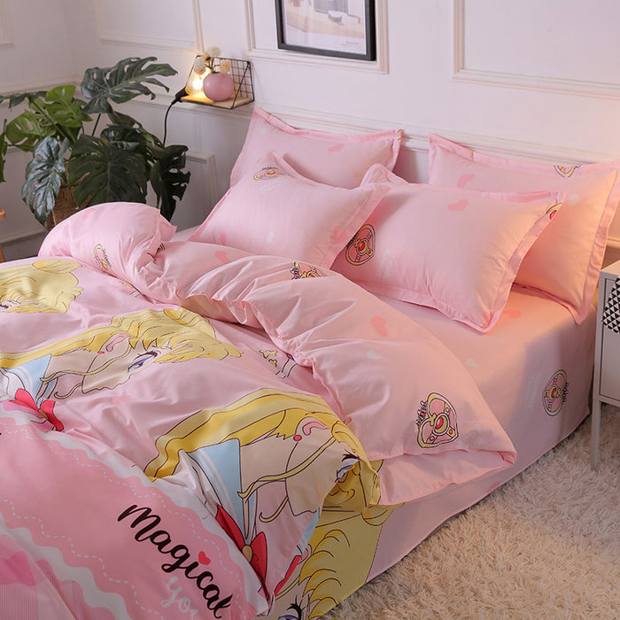 Kawaii Japanese Korean Cartoon Sailor Moon Bed Linen Quilt Three Pie Aestheticer