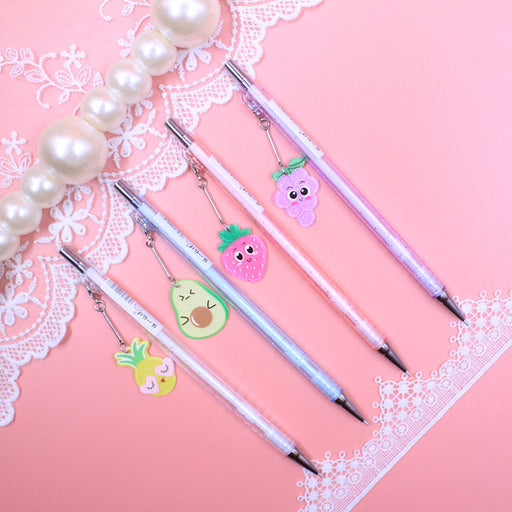 Kawaii  Japanese  Korean-Fruit Series Pendant Glossy Pink Crystal Pen Mechanical Pencil