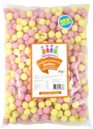 Kingsway Rhubarb & Custard Bonbons 3kg [Regular Stock], Kingsway, Bulk Candy- HP Imports