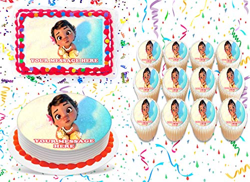 Baby Moana Cake Topper Edible Image Personalized Cupcakes Frosting Sug Ninelife Europe