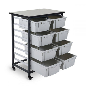 Buy Mobile Bin Storage Unit, Double Row with Large Clear Bins