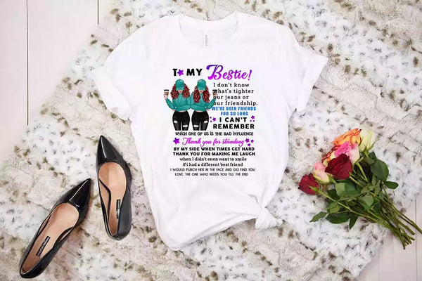 Best Friends T Shirts - To My Bestie Personalized Sister Shirts With Name - White