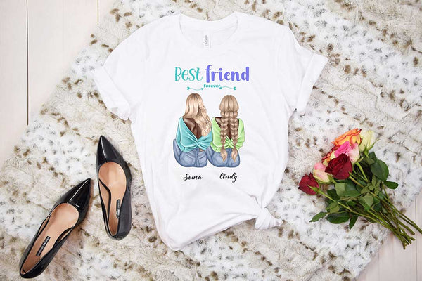 Best Friends T Shirts - 2 & 3 Personalized Best Friends Forever Shirts - White