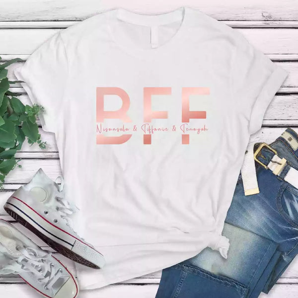 Personalized BFF T Shirts With Name Matching Best Friend Shirts for 2 & 3