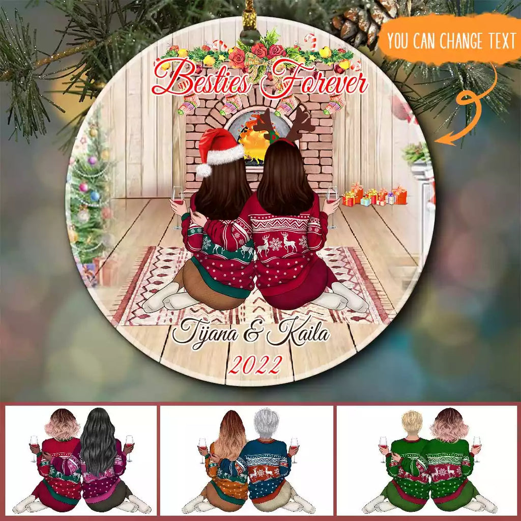 Besties Forever Personalized Sister Ornaments Christmas Best Friends Gifts