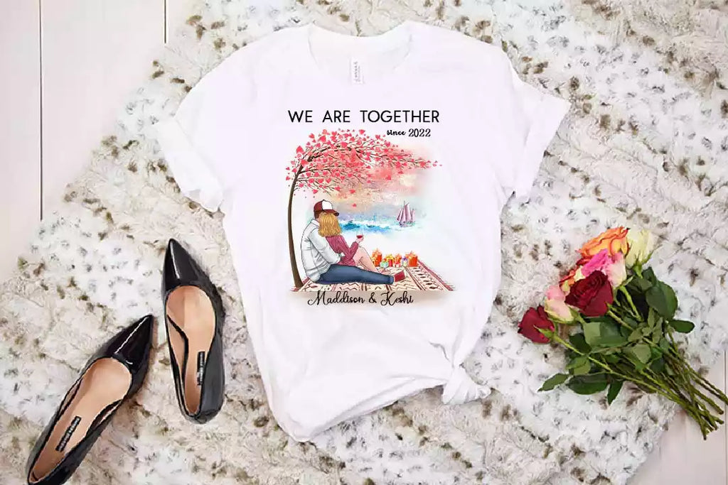 We Are Together Since Valentine's Day Personalized Couple Shirts