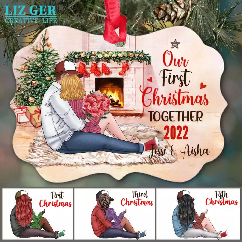 Our First Christmas Together Personalized Couple Ornaments