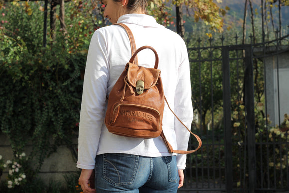 leather backpack bucket bag