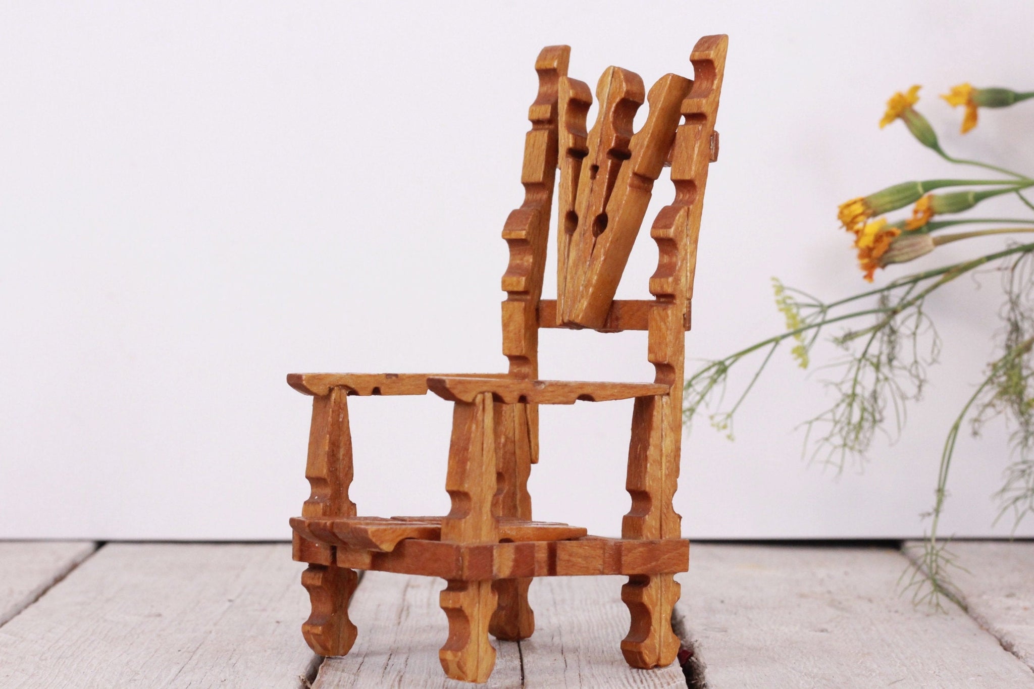 vintage wooden doll chair