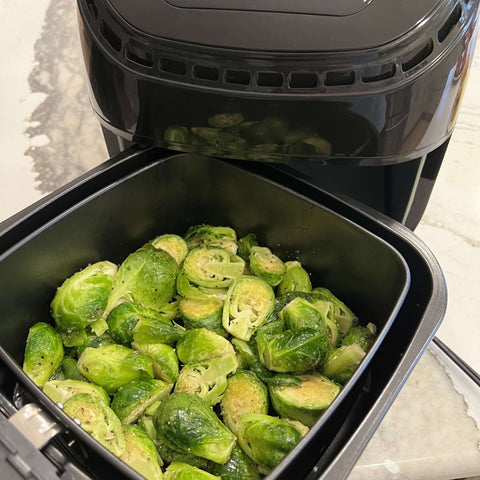 Maple Syrup Brussel Sprouts Recipe: Step 4 Place Sprouts in an Air Fryer Basket 