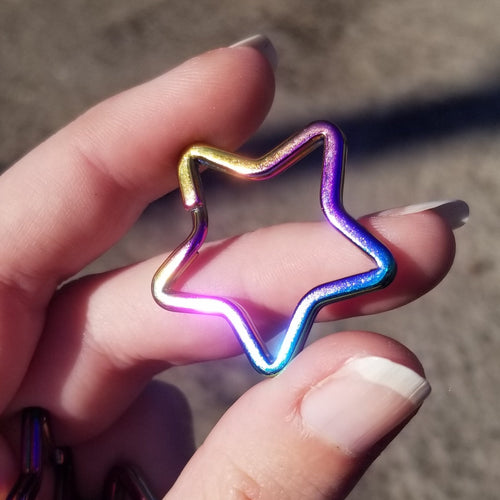 Pointed Star Rainbow Key Rings