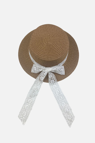 straw lace bow hat