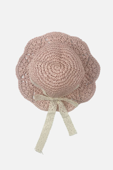 straw lace bow hat