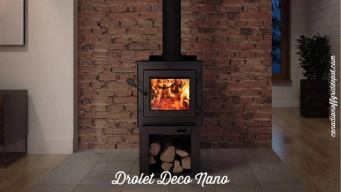 Drolet Deco Nano wood stove for heating your off-grid cottage or cabin