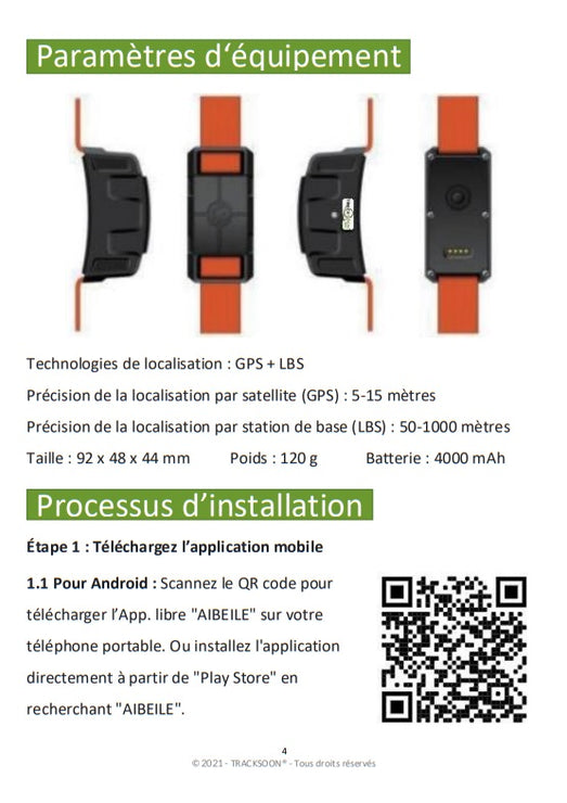 Manuel de l'utilisateur TRACKSOON® T920A page 4