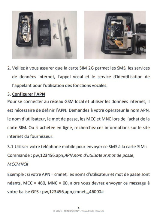 Manuel de l'utilisateur TRACKSOON® T920A page 8