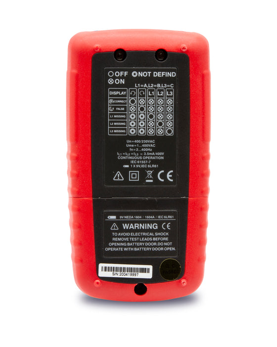 Motor and Phase Rotation Tester : Determines Correct Phase Wiring Sequ