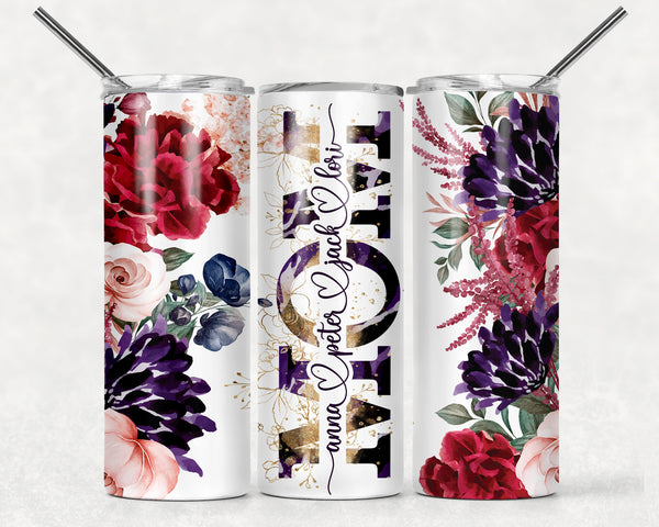 Personalizable Mom Red Floral Tumbler