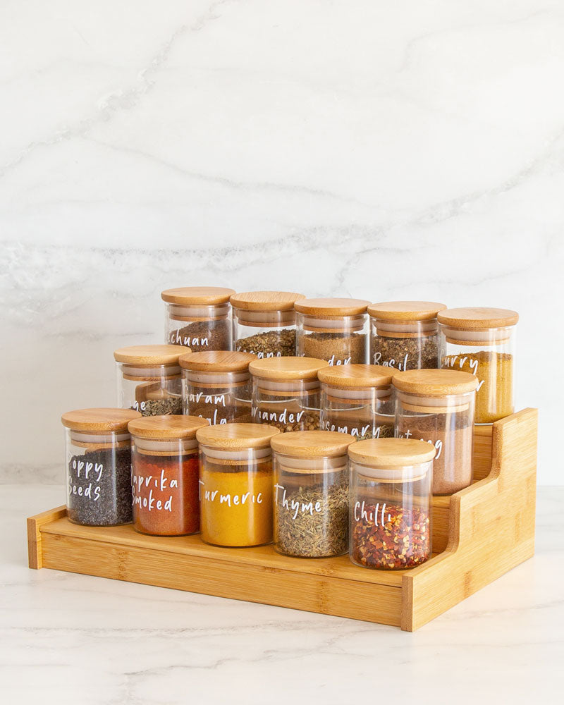Bamboo Glass Spice Jar Starter Pack - Premium