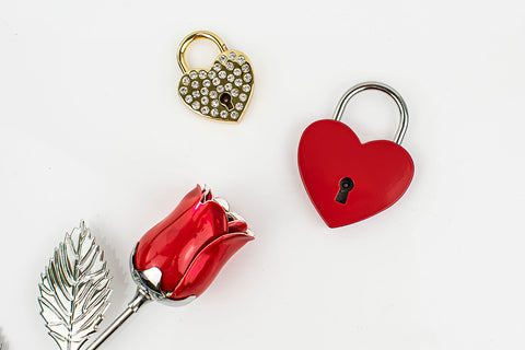 Pad Locks and Metal Silver Plated Rose - The Perfect Anniversary Gift!