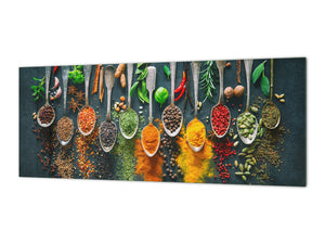 Glass splashback with metal backing - Kitchen glass panel: Colorful he ...