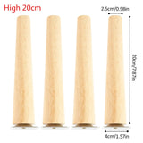 4 Pcs/lot Wooden Sofa Legs Feet Slanting Straight Coffee Table Furniture Level Feets with Metal Plates Cabinet Legs Multi-size