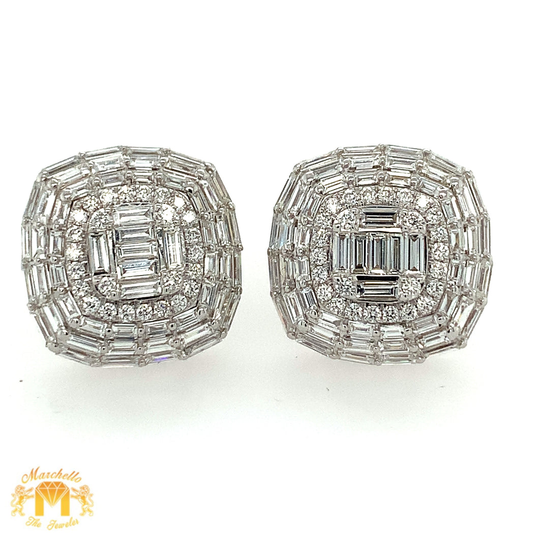 3.39ct Diamond 18k White Gold 16.5mm Spider Web Earrings (large VVS baguettes)