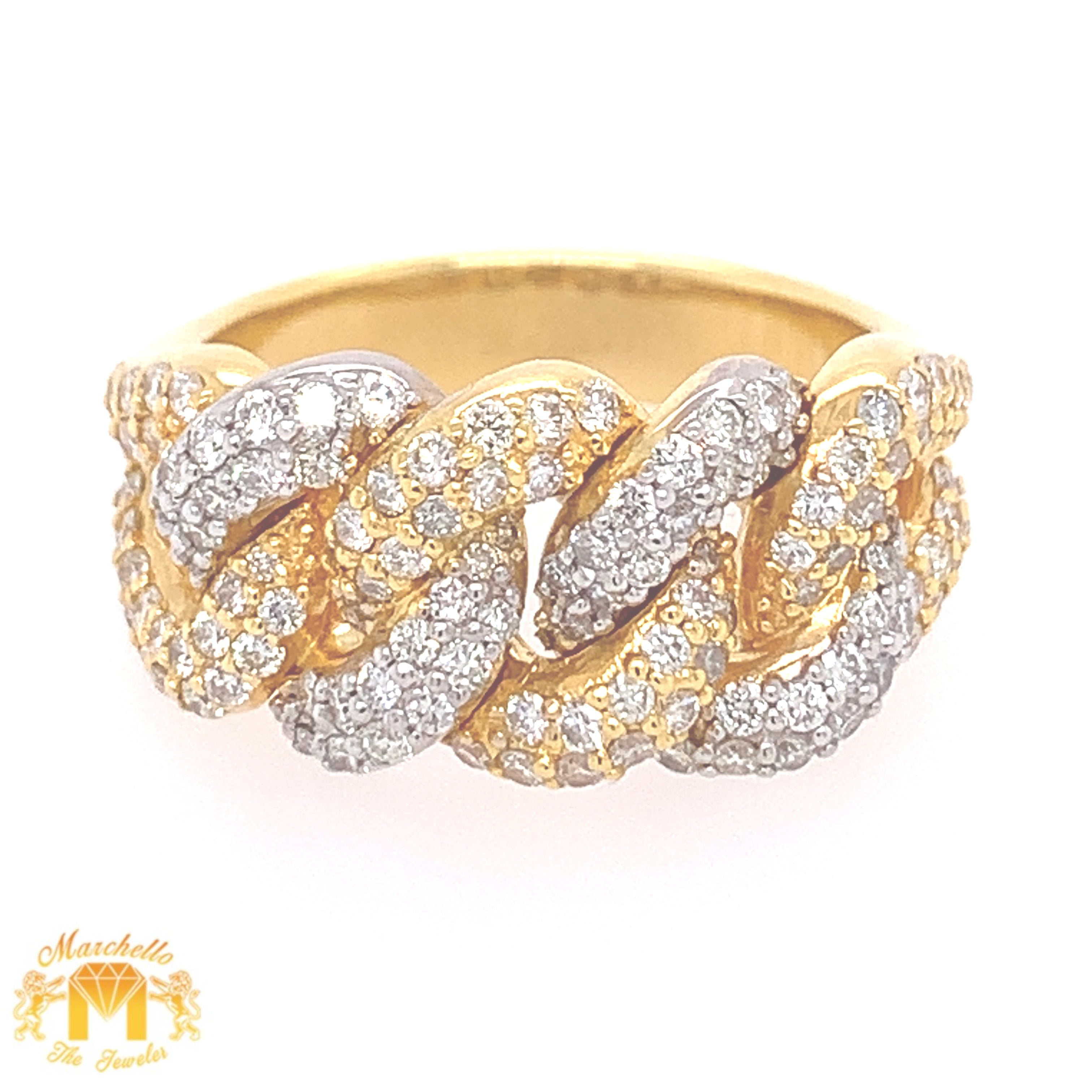 14k Two-tone Gold Cuban Link Diamond Ring