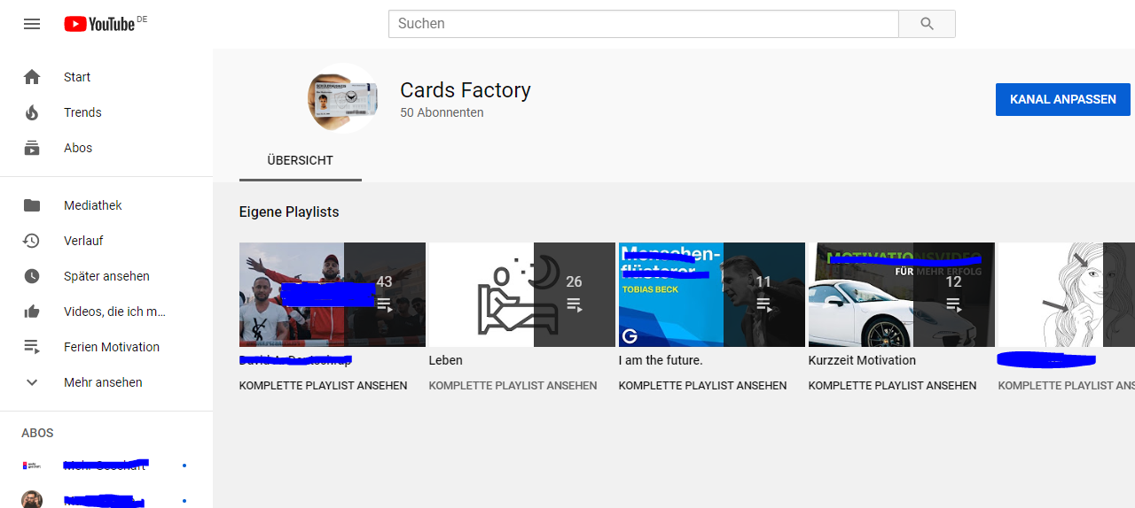 YouTube Kanal Karten Bude