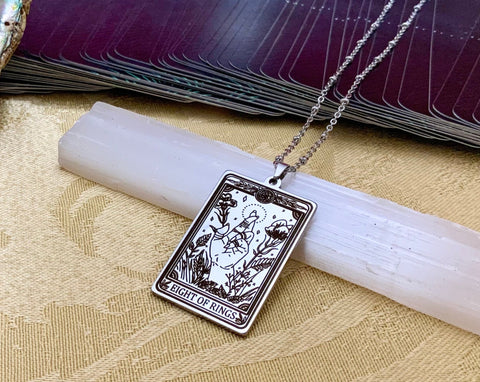 Eight of Rings Tarot Card Necklace