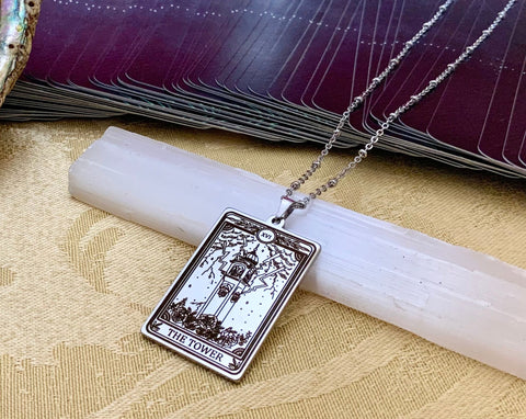 Tower Tarot Card Necklace