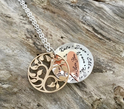 Family necklace for mom