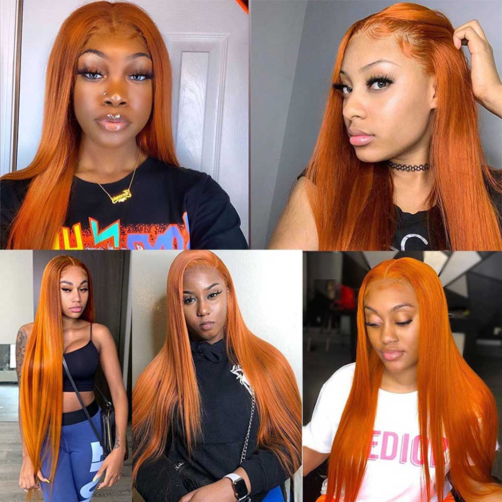 ULit Hair Ginger Color Human Hair Wigs Straight Wig For Black Women