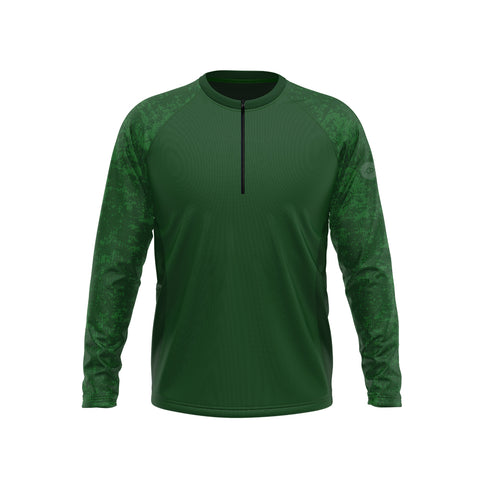 Men's Mountain Bike Long Sleeve Windproof MTB Jersey in Grungy Green