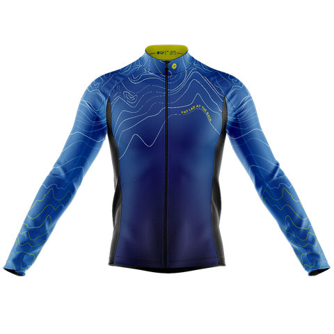 Men's Blue Contour Long Sleeve Cycling Jersey