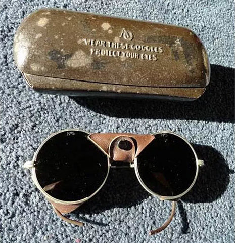 A pair of 1914 AO American Optical Goggles issued to US Military Pilots of the US Army Air Corps. A similar pair were worn by Charles Lindbergh on his famous flight from New York City to Paris, France in 1927 to win the Orteig Prize.