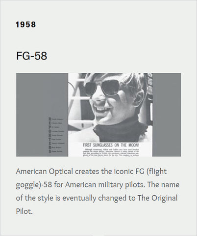 AO creates the iconic FG (flight goggle)-58 for American military pilots