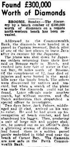 Newspaper article discussing how the missing diamonds were found