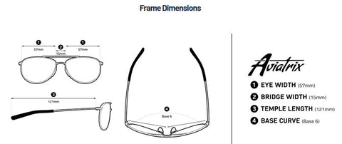 Method Seven Aviatrix Sunglass Frame Dimensions
